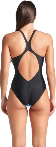 Купальник слитный женский Arena BLUE FLOWERS SWIMSUIT V BACK сине-черный 009027-850