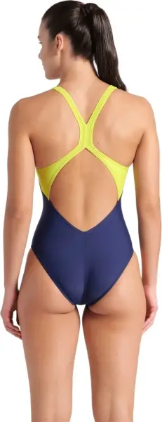 Купальник злитий жіночий Arena BREATH SWIMSUIT V BACK LB темно-синьо-жовто-зелено-синій 008330-760
