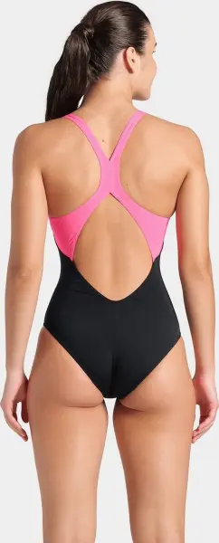 Купальник слитный женский Arena DREAMHLINE SWIMSUIT V BACK черно-розово-голубой 008328-500
