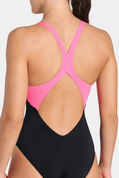 Купальник слитный женский Arena DREAMHLINE SWIMSUIT V BACK черно-розово-голубой 008328-500