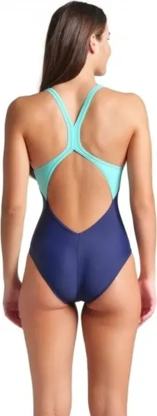 Купальник жіночий Arena FLOW SWIMSUIT V BACK LB темно-синьо-бірюзово-фіолетовий 008935-790