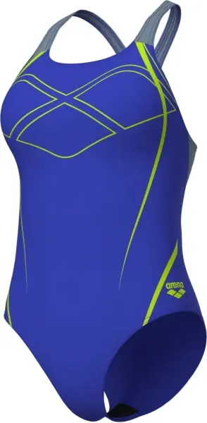 Купальник жіночий Arena GRAPHIC SWIMSUIT SWIM PRO BACK фіолетово-сіро-лаймовий 009024-850