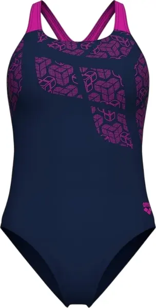 Купальник злитий жіночий Arena KIKKO SWIMSUIT SWIM PRO BACK темно-синьо-рожевий 010807-790