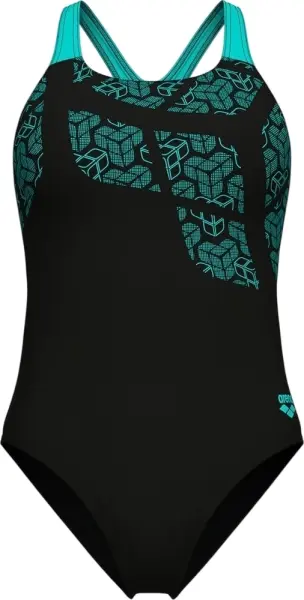 Купальник злитий жіночий Arena KIKKO SWIMSUIT SWIM PRO BACK чорно-бірюзовий 010807-580