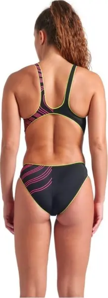 Купальник злитий жіночий Arena ONE STREAM SWIMSUIT чорно-рожево-жовтий 008953-560