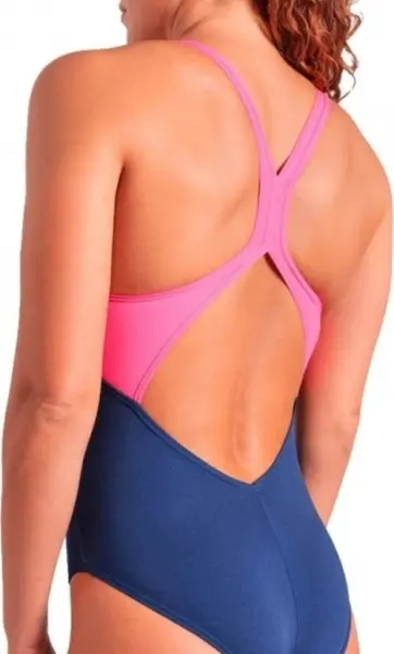 Купальник злитий жіночий Arena RIPPLES SWIMSUIT V BACK B темно-синьо-рожево-жовтий 009021-780