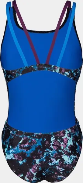Купальник злитий жіночий Arena ROCKIN SWIMSUIT SWIM TECH чорно-синьо-фіолетовий 008159-889