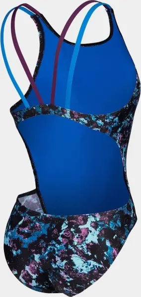 Купальник злитий жіночий Arena ROCKIN SWIMSUIT SWIM TECH чорно-синьо-фіолетовий 008159-889
