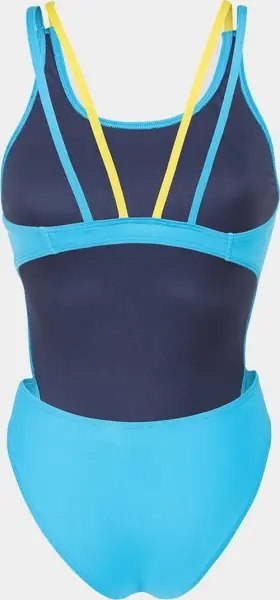 Купальник злитий жіночий Arena SWIMSUIT TECH MULTI SOLID блакитно-жовтий 008054-820