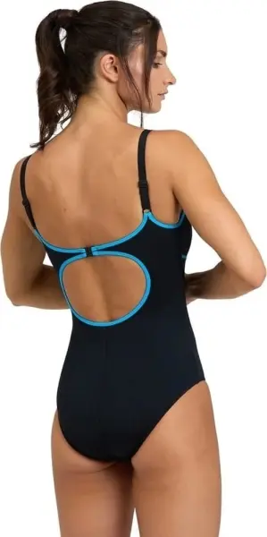 Купальник слитный женский Arena TANIA CLIP BACK SWIMSUIT ONE P черно-голубой 005974-580