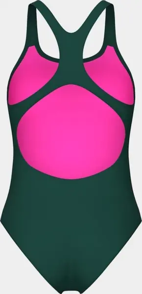 Купальник слитный женский Arena TEAM SWIMSUIT SWIM PRO SOLID темно-зелено-розовый 004760-609