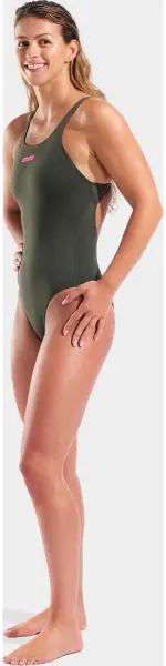 Купальник слитный женский Arena TEAM SWIMSUIT SWIM PRO SOLID темно-зелено-розовый 004760-609