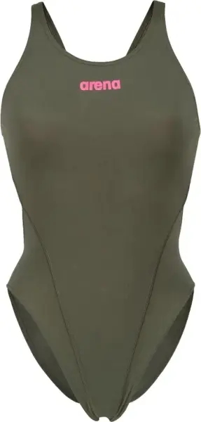 Купальник злитий жіночий Arena TEAM SWIMSUIT SWIM TECH SOLID темно-зелено-рожевий 004763-609