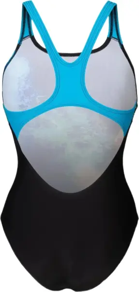 Купальник жіночий Arena VIBRANT SWIMSUIT SWIM PRO BACK чорно-блакитно-оранжево-зелений 008936-580