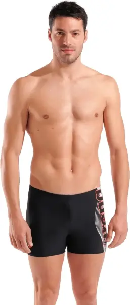 Плавки-боксеры Arena BASIC SWIM SHORT черно-бело-коралловые 010276-500