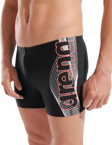 Плавки-боксеры Arena BASIC SWIM SHORT черно-бело-коралловые 010276-500