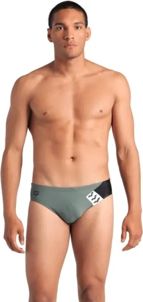Плавки-брифи Arena STRIPE SWIM BRIEFS темно-зелено-чорно-білі 007929-650