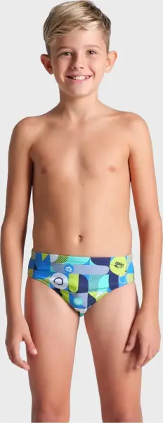 Плавки-брифы детские Arena WALLPAPER SWIM BRIEFS голубо-темно-сине-лаймовые 009096-750