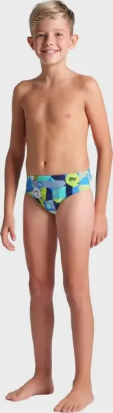 Плавки-брифы детские Arena WALLPAPER SWIM BRIEFS голубо-темно-сине-лаймовые 009096-750