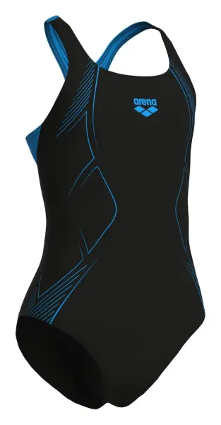 Купальник злитий дитячий Arena GRAPHIC SWIMSUIT SWIM PRO BACK чорно-блакитний 011184-580