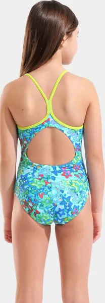 Купальник слитный детский Arena STARS SWIMSUIT LIGHT DROP BACK голубо-салатовый 011741-860