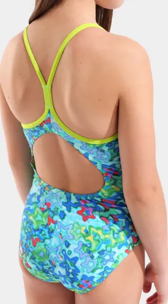 Купальник слитный детский Arena STARS SWIMSUIT LIGHT DROP BACK голубо-салатовый 011741-860