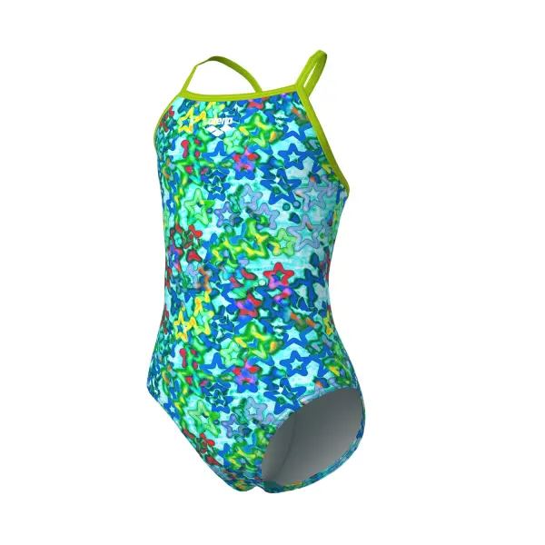 Купальник слитный детский Arena STARS SWIMSUIT LIGHT DROP BACK голубо-салатовый 011741-860