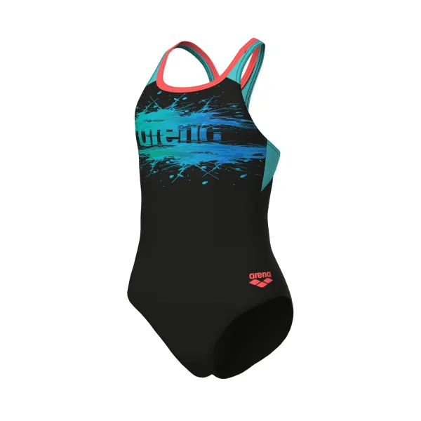 Купальник слитный детский Arena PAINT SWIMSUIT SWIM PRO BACK черно-бирюзовый 011751-580