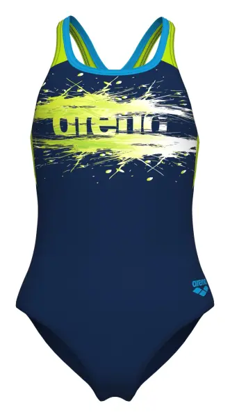 Купальник злитий дитячий Arena PAINT SWIMSUIT SWIM PRO BACK темно-синьо-салатовий 011751-760