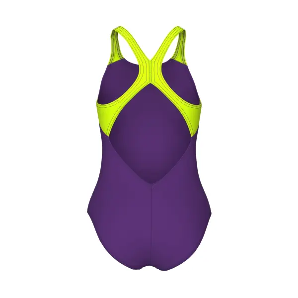 Купальник злитий дитячий Arena BOLD SWIMSUIT V BACK фіолетово-салатовий 011755-960