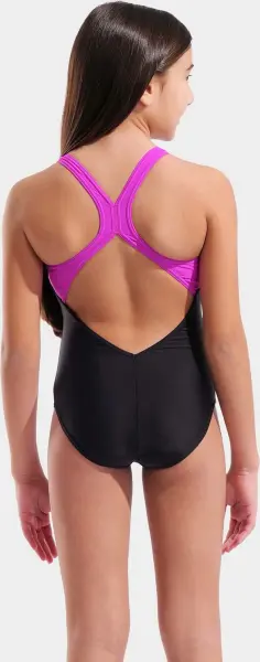 Купальник слитный детский Arena PAINTERLY SWIMSUIT V BACK черно-фиолетовый 011756-590
