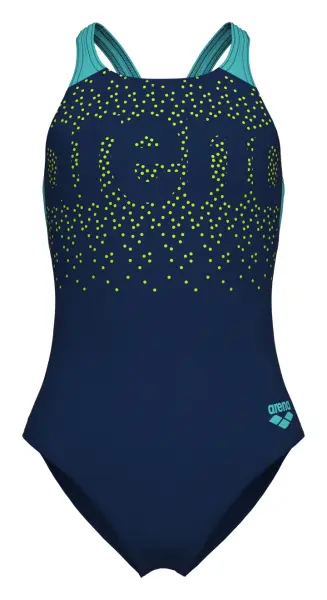 Купальник слитный детский Arena PAINTERLY SWIMSUIT V BACK темно-сине-бирюзовый 011756-780