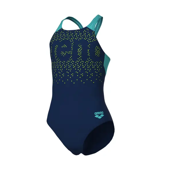 Купальник слитный детский Arena PAINTERLY SWIMSUIT V BACK темно-сине-бирюзовый 011756-780