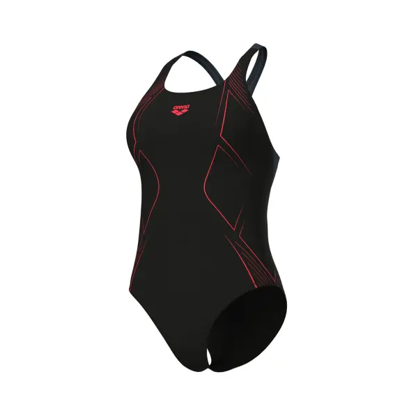 Купальник злитий жіночий Arena GRAPHIC SWIMSUIT SWIM PRO BACK LB чорно-кораловий 011183-554