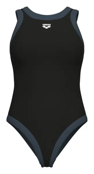 Купальник злитий жіночий Arena BOLD LINES SWIMSUIT чорно-сірий 011576-550