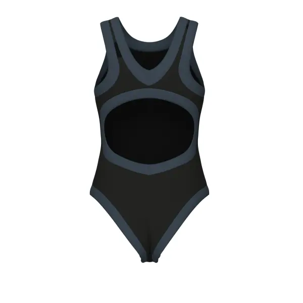 Купальник злитий жіночий Arena BOLD LINES SWIMSUIT чорно-сірий 011576-550