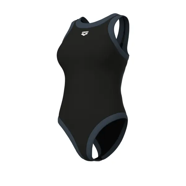 Купальник злитий жіночий Arena BOLD LINES SWIMSUIT чорно-сірий 011576-550