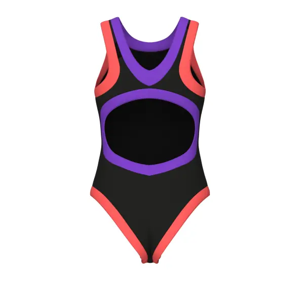 Купальник злитий жіночий Arena BOLD LINES SWIMSUIT чорно-кораловий 011576-639