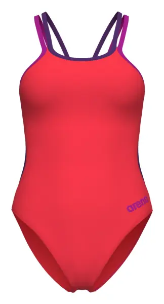 Купальник слитный женский Arena SOLID SWIMSUIT DOUBLE CROSS BACK кораллово-фиолетовый 011595-499
