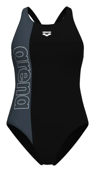 Купальник слитный женский Arena DUOGRAF SWIMSUIT V BACK черно-серый 011695-550