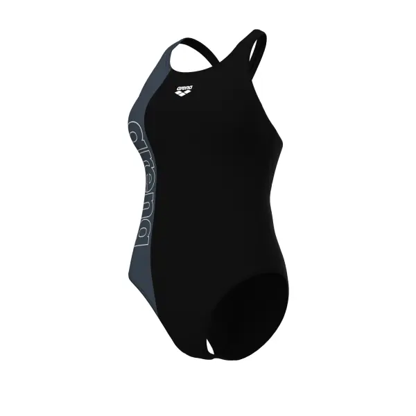 Купальник слитный женский Arena DUOGRAF SWIMSUIT V BACK черно-серый 011695-550