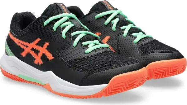 Кроссовки теннисные детские Asics GEL-DEDICATE 8 PADEL черно-оранжево-мятные 1044A064-002