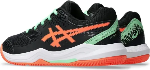 Кроссовки теннисные детские Asics GEL-DEDICATE 8 PADEL черно-оранжево-мятные 1044A064-002