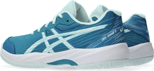 Кроссовки теннисные детские Asics GEL-GAME 9 сине-бирюзово-голубые 1044A052-406