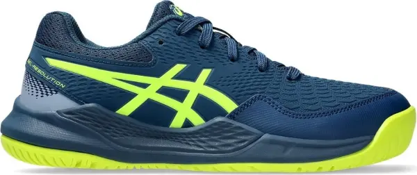 Кроссовки теннисные детские Asics GEL-RESOLUTION 9 темно-сине-лимонные 1044A067-404