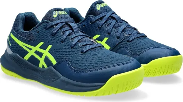 Кроссовки теннисные детские Asics GEL-RESOLUTION 9 темно-сине-лимонные 1044A067-404