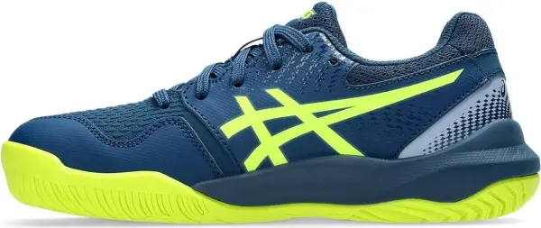 Кроссовки теннисные детские Asics GEL-RESOLUTION 9 темно-сине-лимонные 1044A067-404