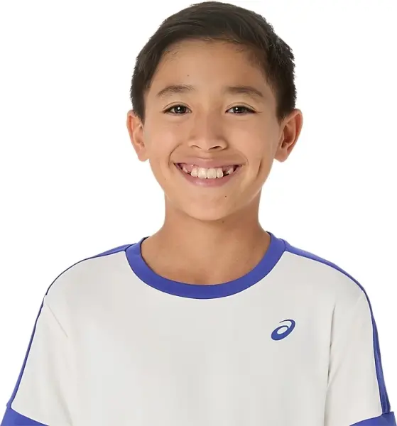 Футболка для тенісу дитяча Asics BOYS TENNIS SS TOP молочно-синя 2044A044-100