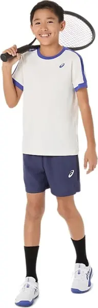 Футболка для тенісу дитяча Asics BOYS TENNIS SS TOP молочно-синя 2044A044-100