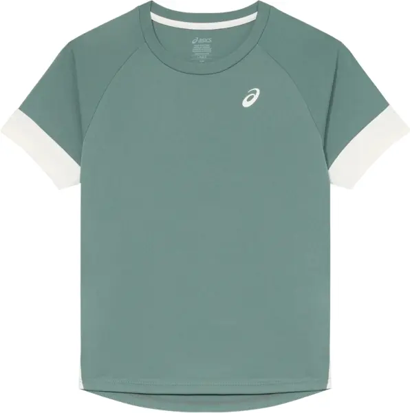Футболка для тенісу дитяча Asics GIRLS TENNIS SS TOP зелено-молочна 2044A045-400